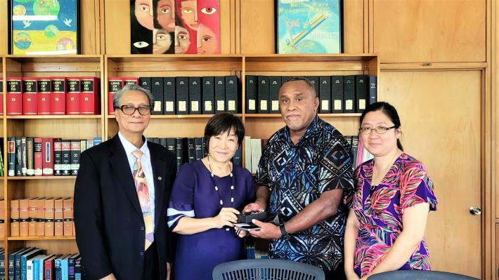 The NHRC delegation visits the Fiji Human Rights and Anti-Discrimination Commission (FHRADC) in Suva and meets with senior staff Laisiasa Rogoyawa and Irene Yuen